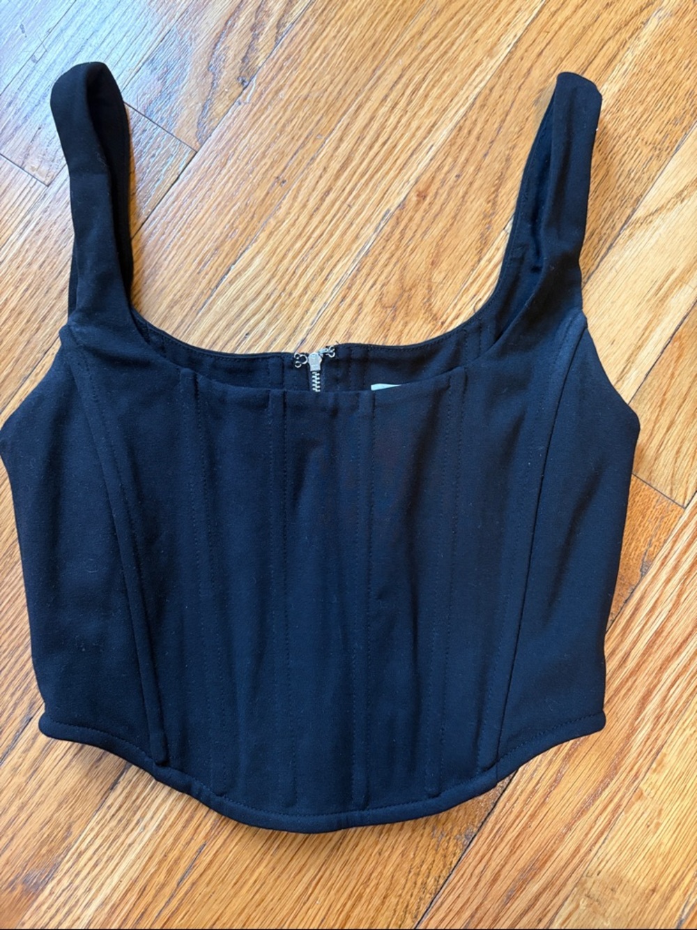 LPA Black Square-Neck Corset Crop